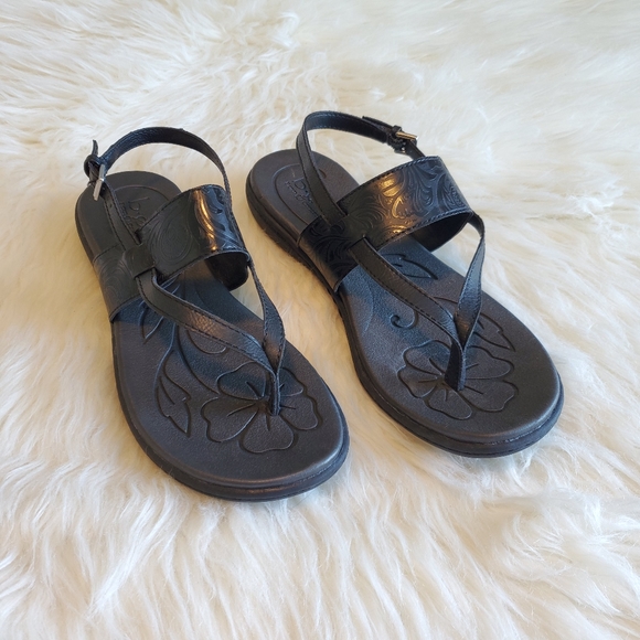 boc Shoes - B.O.C. Born Black Embossed Tooled Strappy Sandals